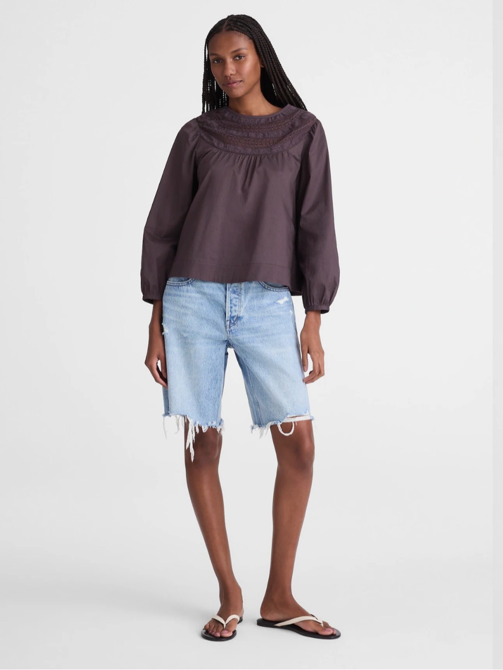 Madewell Lace Insert High Neck Top